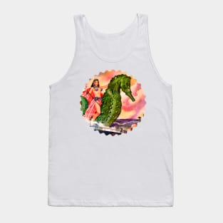 Woman Riding on Giant Seahorse Fantasy Girl Retro Tank Top